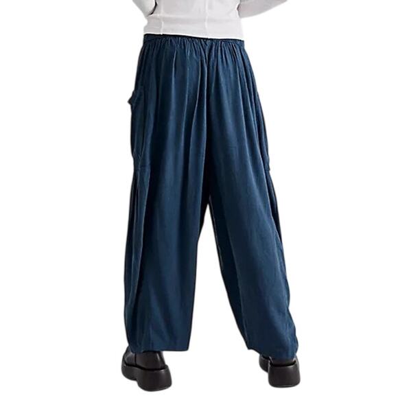 Free People Quinn Harem Pants Womens XS Blue Billowy Oversized Slouchy Boho - Picture 5 of 15
